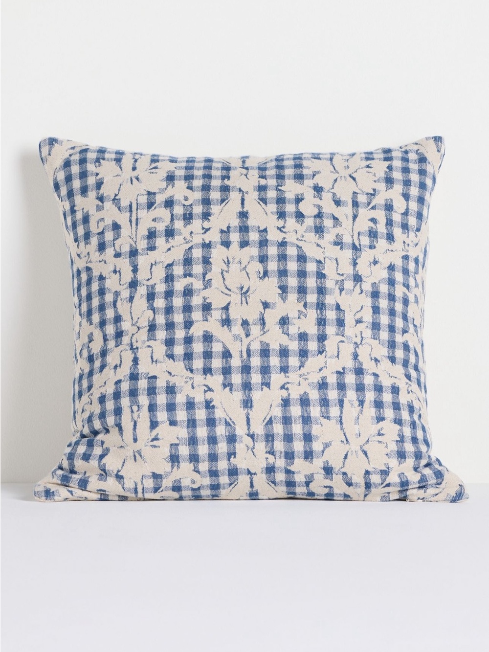 NWT Anthropologie Damask Cotton Woven Icon Pillow in Blue Floral